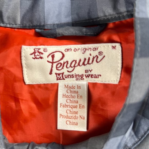 An original Penguin by Munsingwear Checker Gray/Blue Windbreaker size Medium - Picture 7 of 11